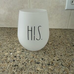 Rae Dunn White Ceramic Stemless Wine Glass Minimalist Design